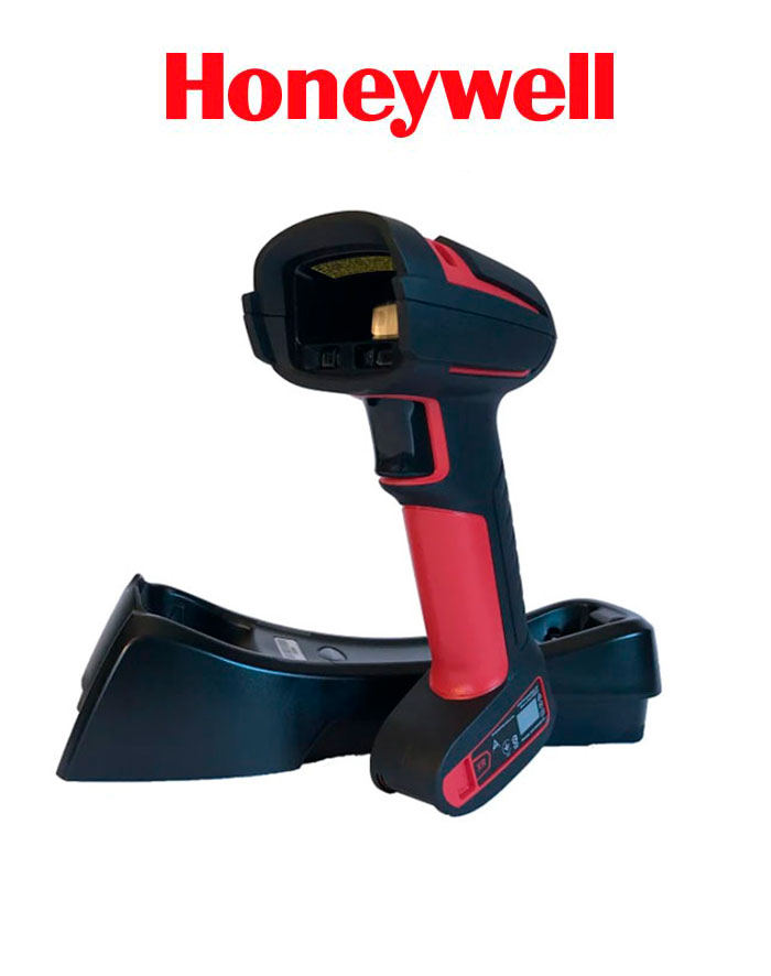 Honeywell, escáner ultra resistente industrial, Inalámbrico, 1D, PDF417, 2D, color rojo, USB. Incluye base de carga